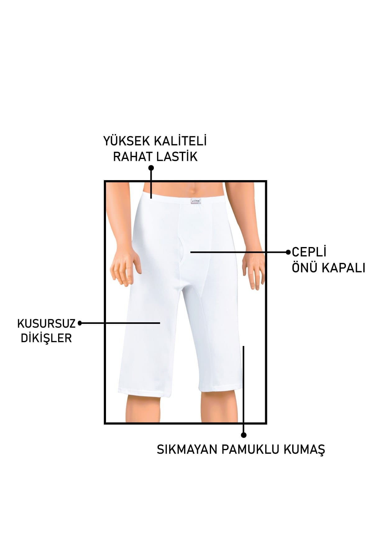 Pamuklu Esnek Bel Lastiği Boxer Öts 2630 - Beyaz